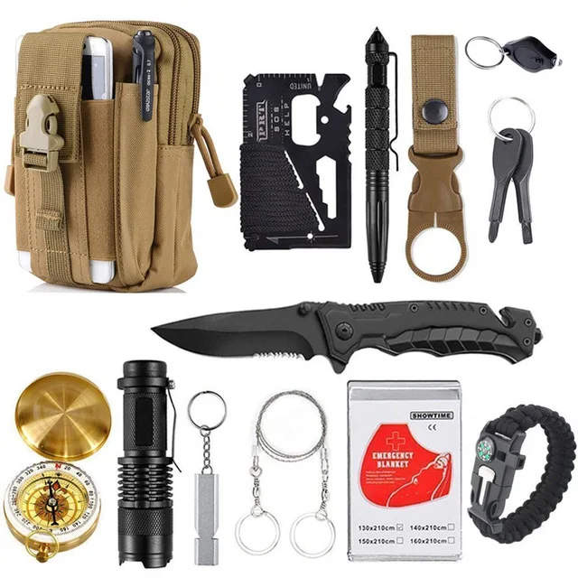 Kit de survie 13 en 1 kaki